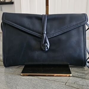 Vintage Morris Moskowitz Black Leather Envelope Crossbody Clutch With Dustbag